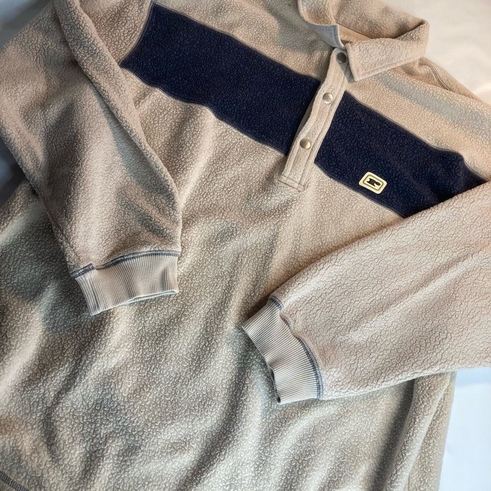 Vintage Redsand Pullover Button Oatmeal Brown Sweatshirt Fleece XL